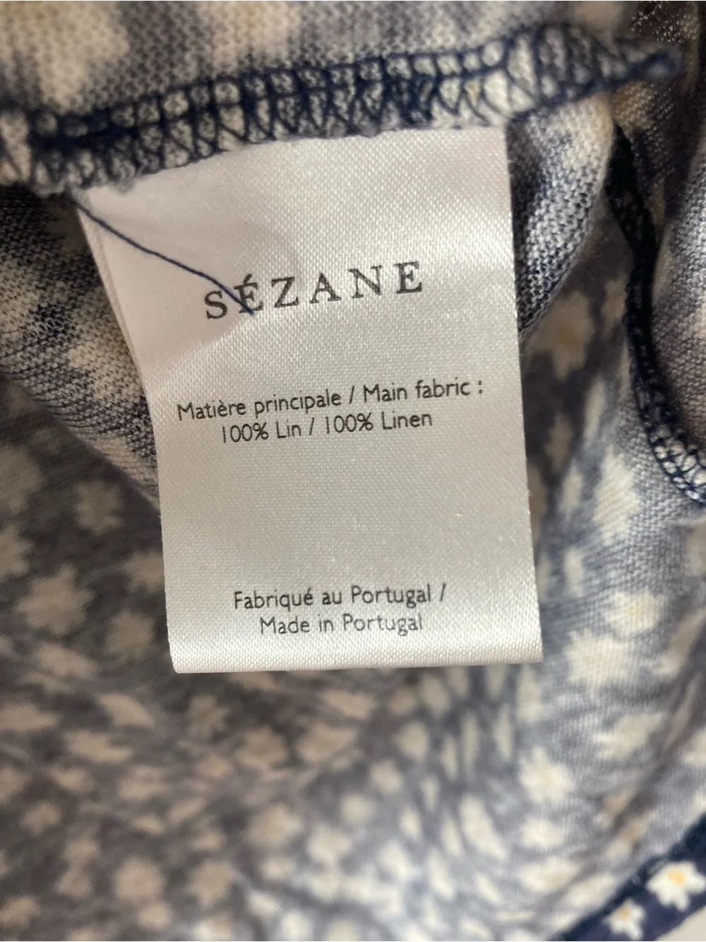 Sezane Shirt Andre Navy Blue Floral Short-Sleeve Tee